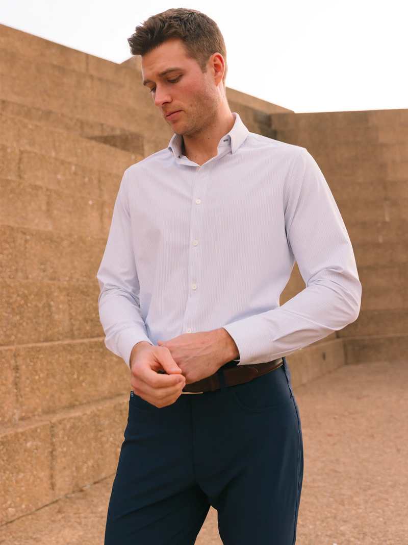 Leeward Long Sleeve Shirt in Bel Air Blue Stripe