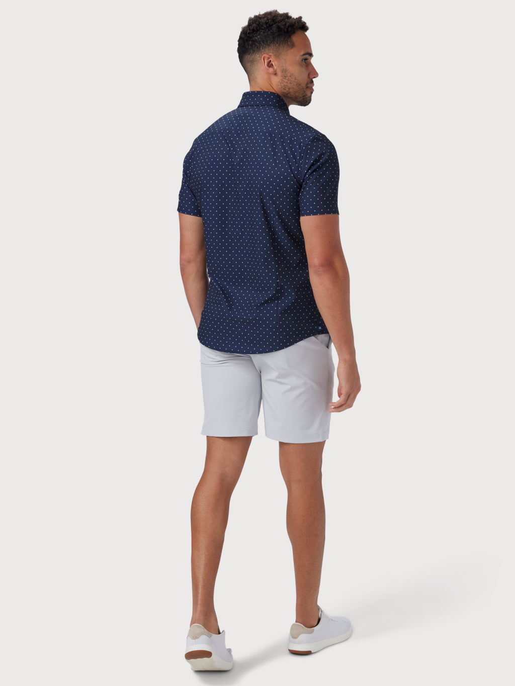 Leeward Short Sleeve Shirt in Navy Polka Dot