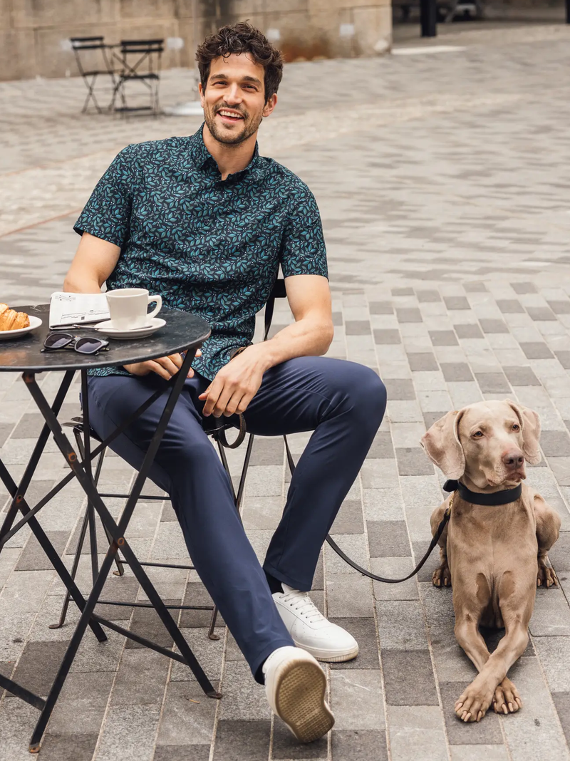 Leeward Short Sleeve in Navy Foliage