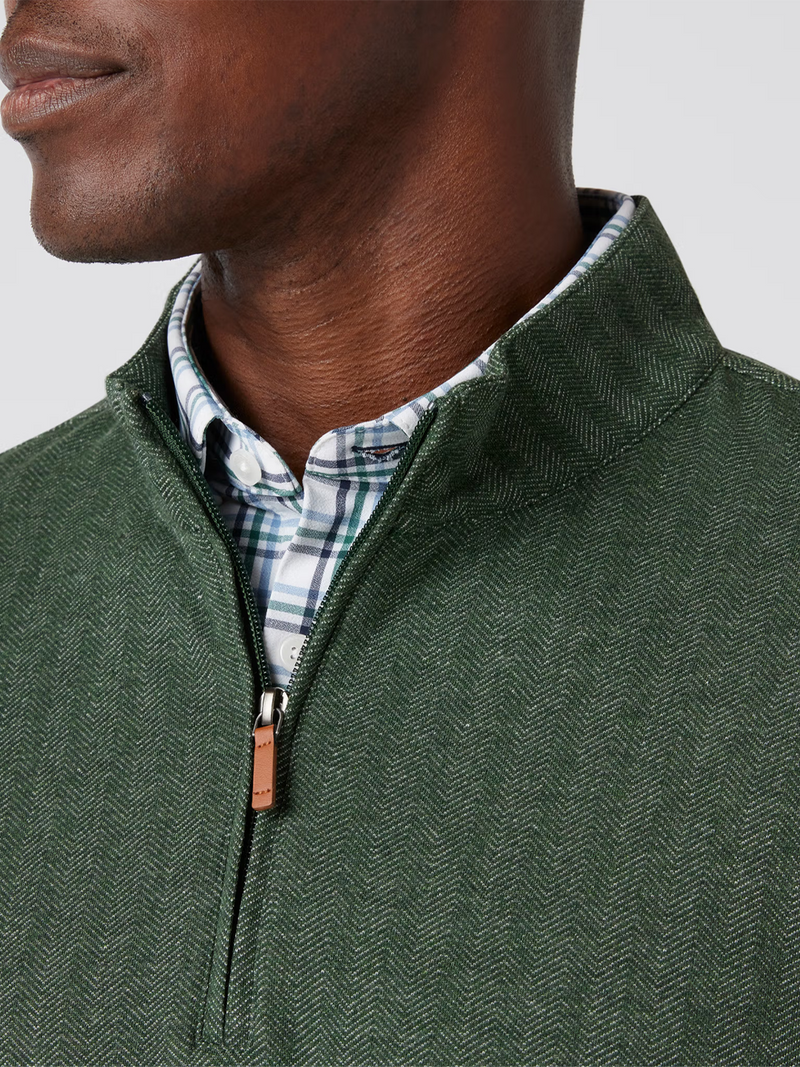 KPI Quarter Zip in Spruce Herringbone