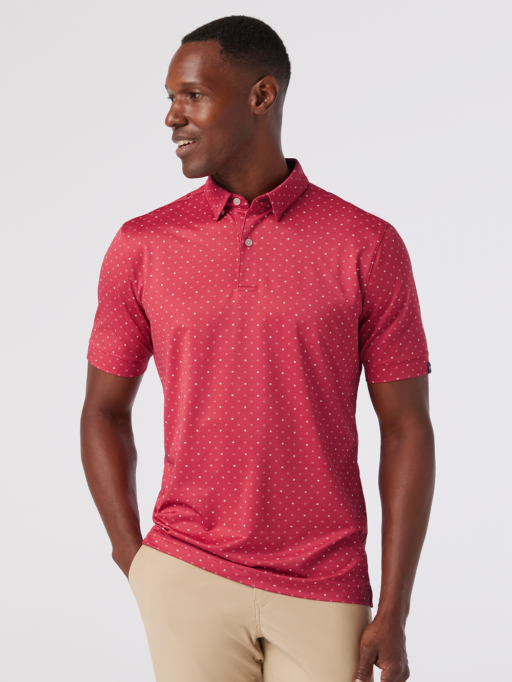Halyard Short Sleeve Polo in Red Clay Dot