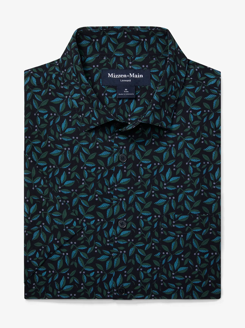 Leeward Short Sleeve in Navy Foliage