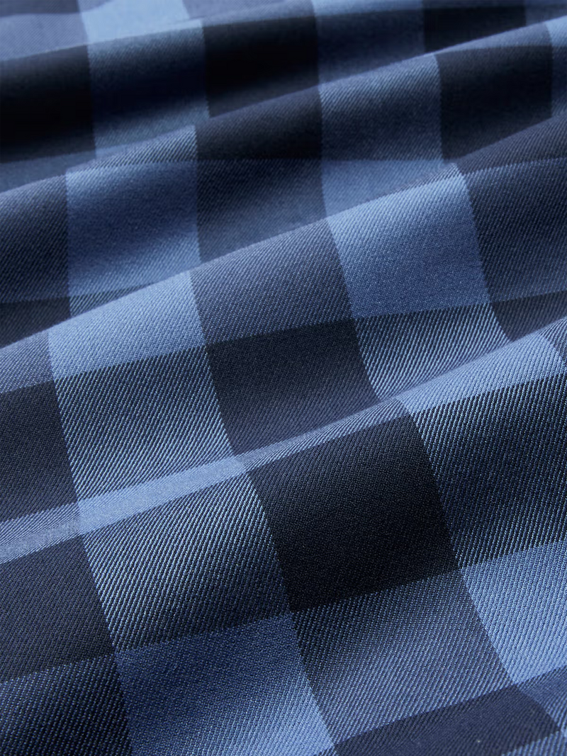 City Flannel Twill in Denim Blue Buffalo Plaid