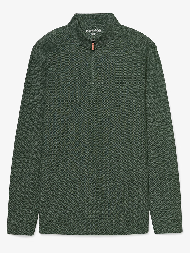 KPI Quarter Zip in Spruce Herringbone