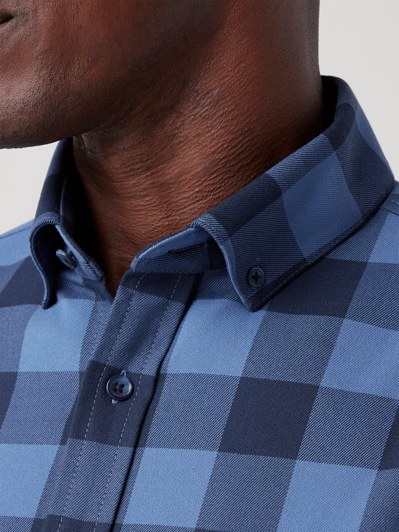 City Flannel Twill in Denim Blue Buffalo Plaid