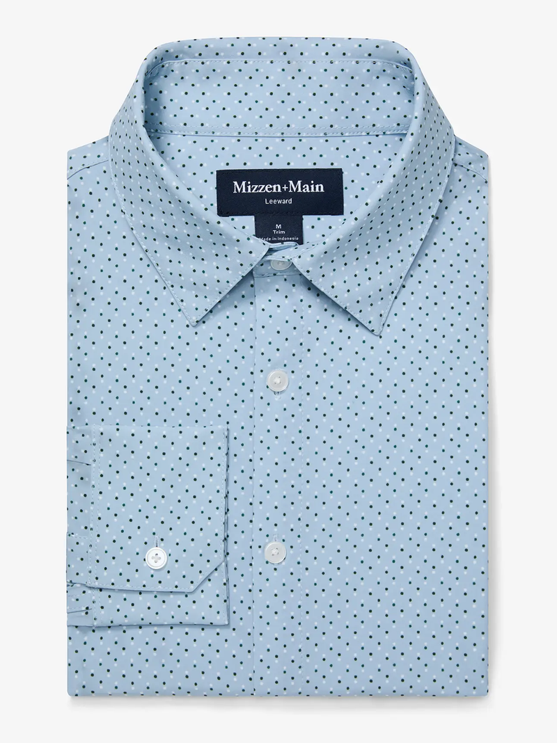 Leeward Long Sleeve Shirt in Steel Blue Multi Micro Dot