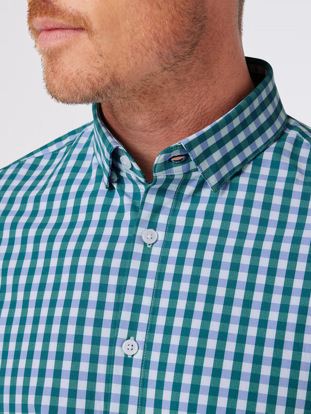 Leeward No Tuck Dress Shirt in Teal Madison Check