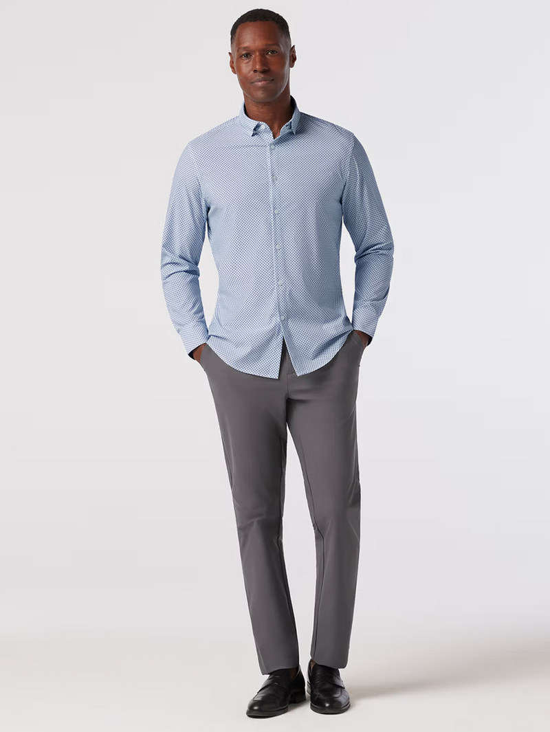 Leeward No Tuck Dress Shirt in Coastal Fjord Diamond Mosaic