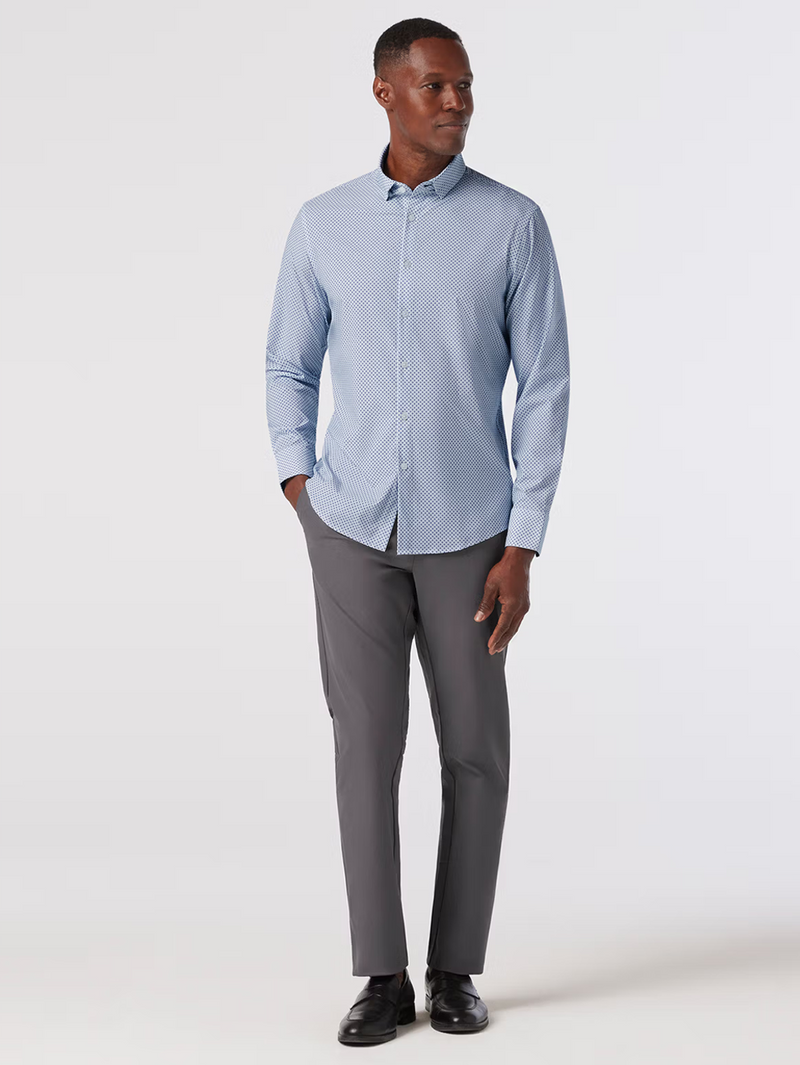 Leeward No Tuck Dress Shirt in Coastal Fjord Diamond Mosaic