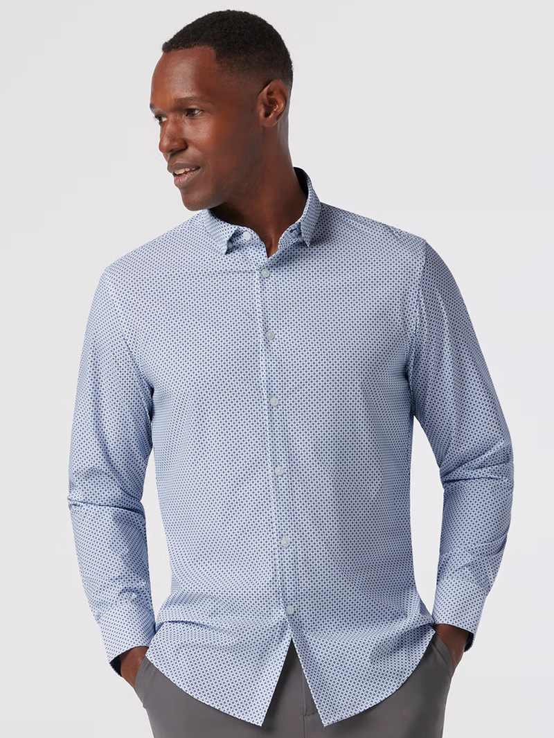 Leeward No Tuck Dress Shirt in Coastal Fjord Diamond Mosaic