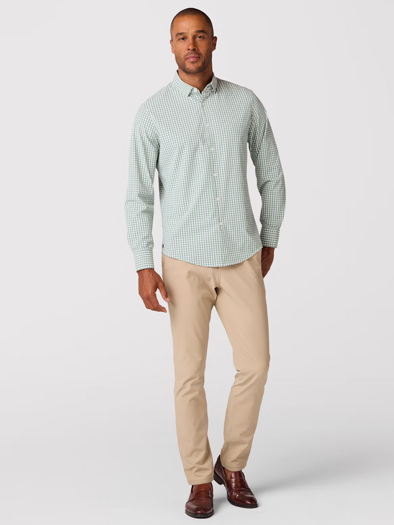 Leeward No Tuck Dress Shirt in Leaf Alamo Gingham