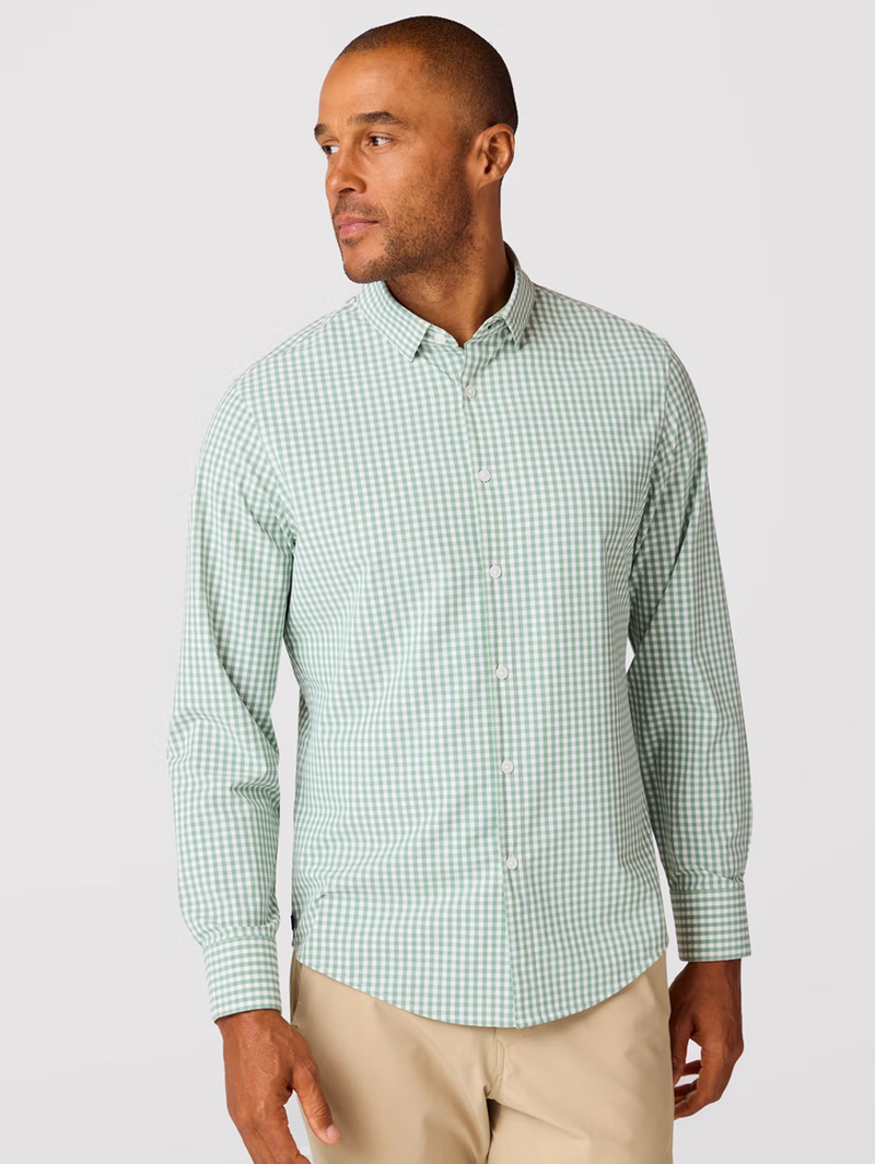 Leeward No Tuck Dress Shirt in Leaf Alamo Gingham