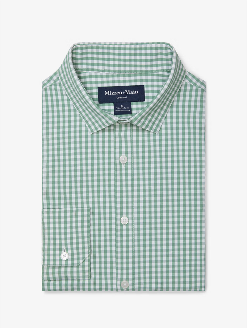 Leeward No Tuck Dress Shirt in Leaf Alamo Gingham