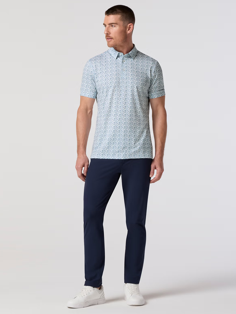 Versa Short Sleeve Polo in White Dallas Mosaic