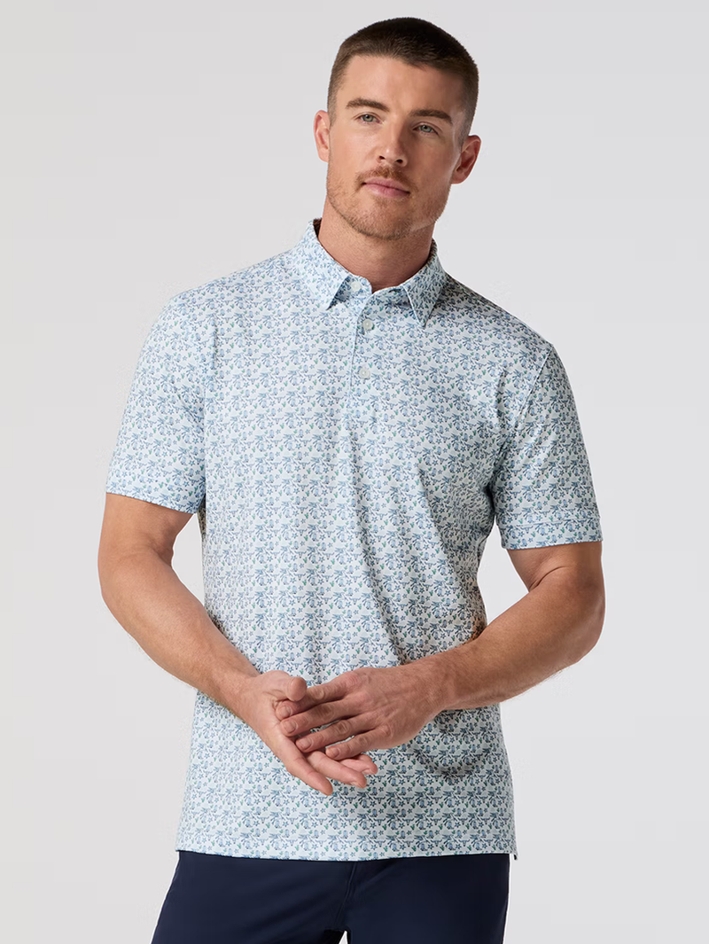 Versa Short Sleeve Polo in White Dallas Mosaic