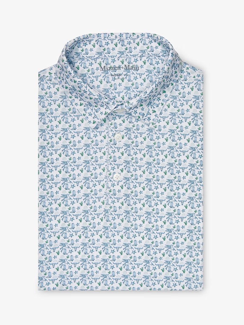 Versa Short Sleeve Polo in White Dallas Mosaic