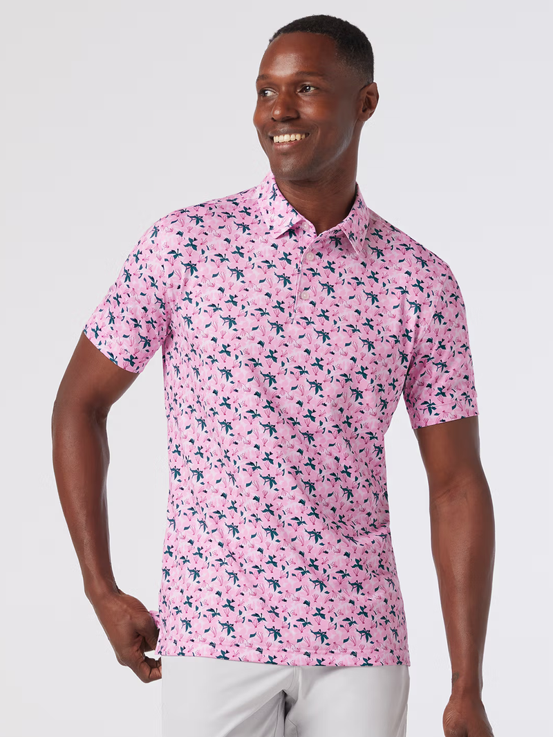 Versa Short Sleeve Polo in Pink Azaleas