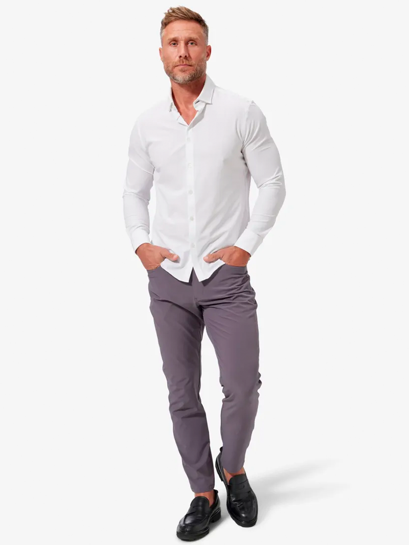 Leeward No Tuck Shirt in White Solid