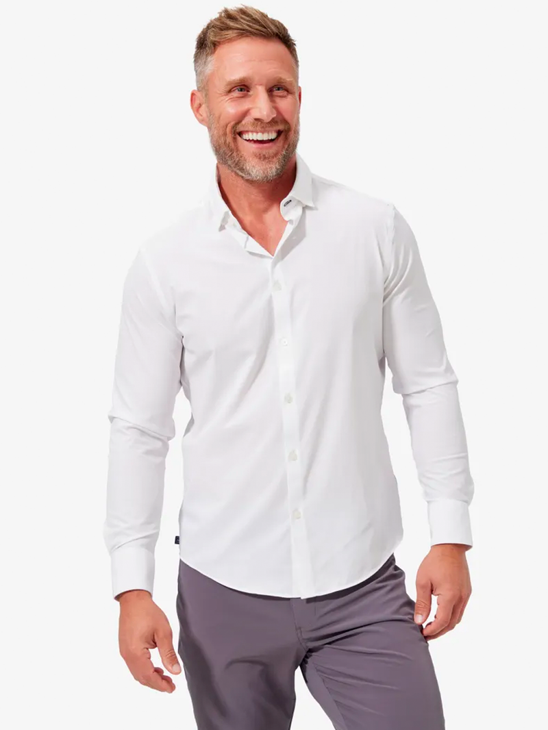 Leeward No Tuck Shirt in White Solid