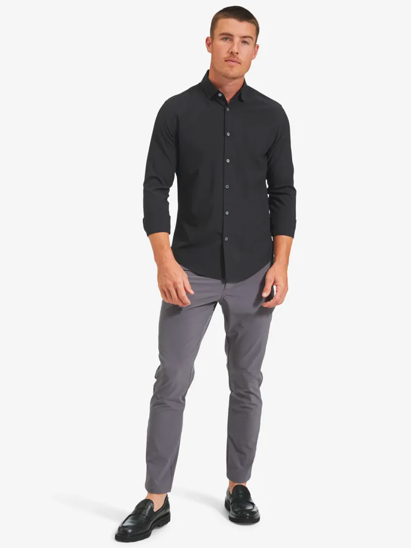 Leeward No Tuck Shirt in Black Solid