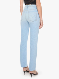 Back view of the Tippy Top Utensil Sneak Jean in Dots by MOTHER with high-rise waistband
