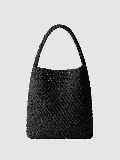 Nomad Medium Hobo Double Weave Bag In Jet