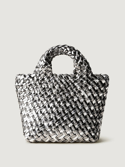 St. Barths Petit Tote Double Weave Metallic in Pewter