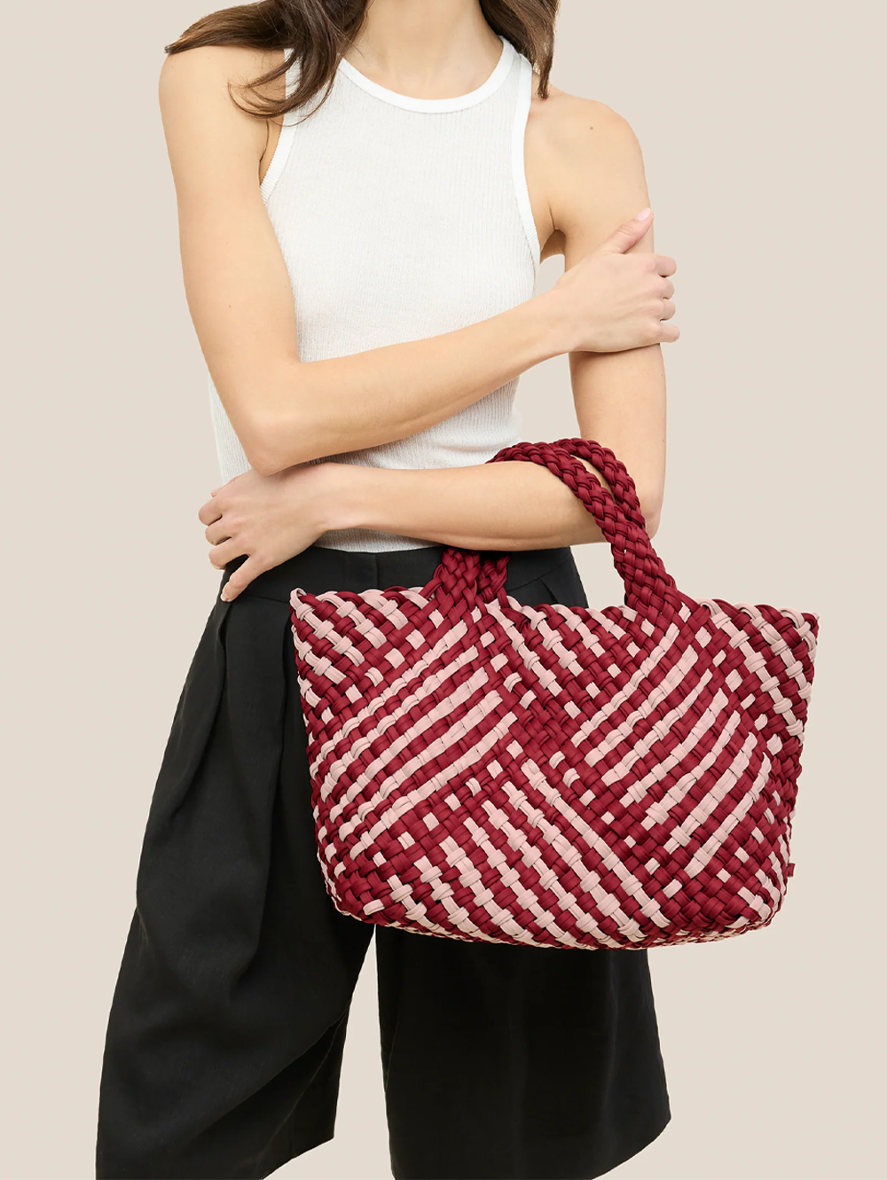 St. Barths Medium Tote Double Weave in Lychee