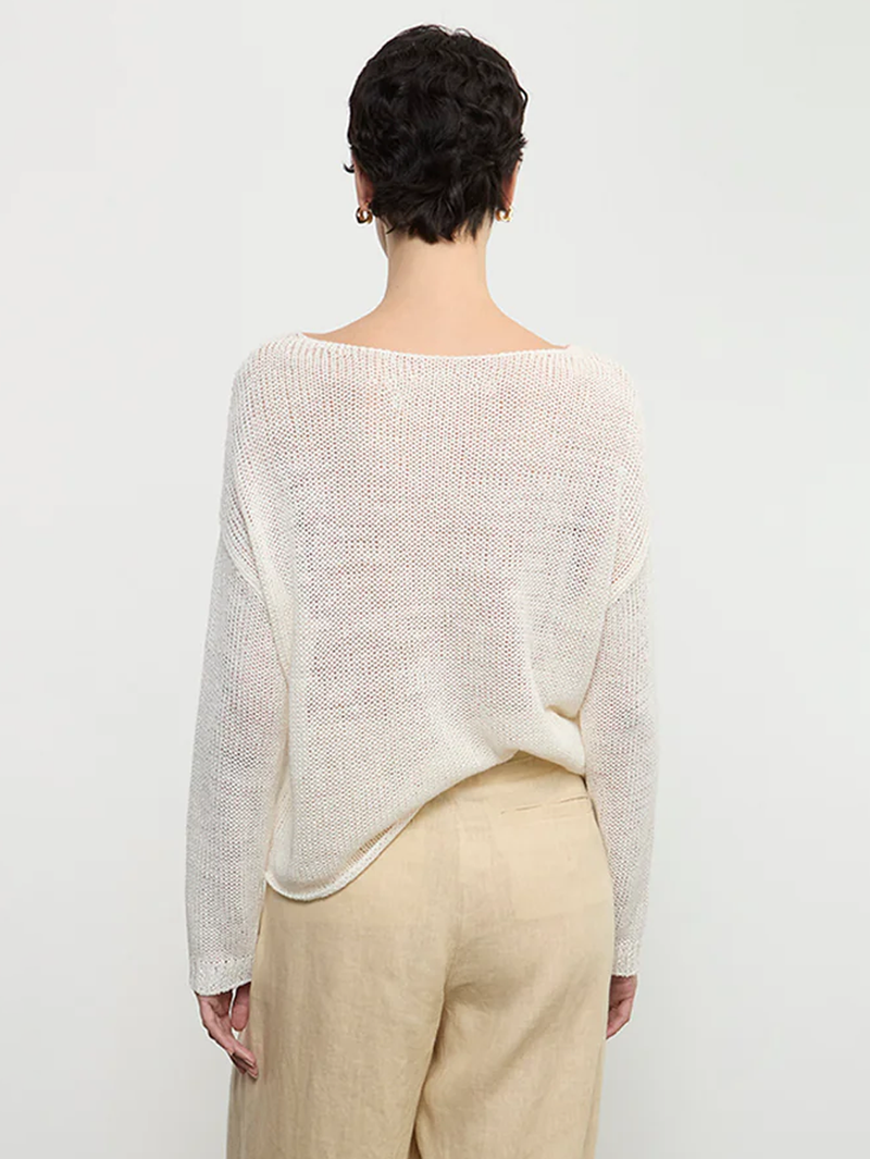 Linen Open Knit Soft V-Neck