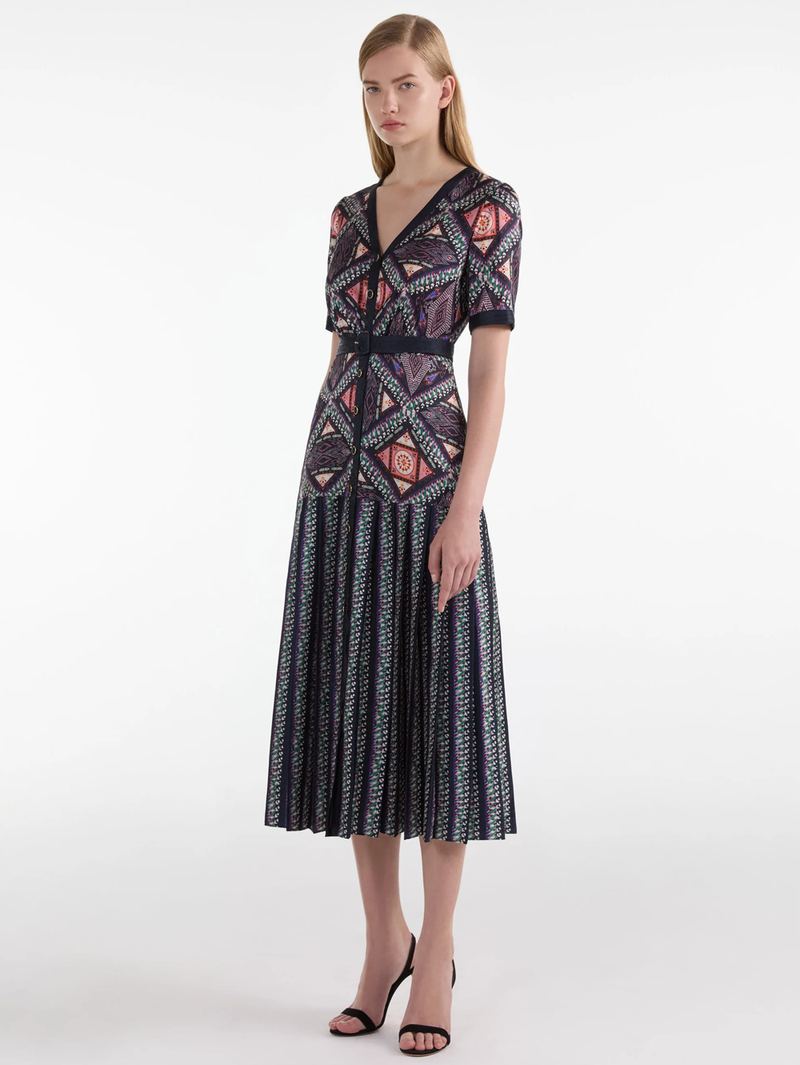 Lea Shirt C Dress in Compass Navy Ikat