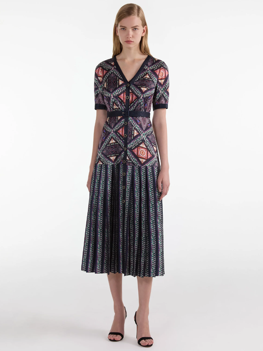 Lea Shirt C Dress in Compass Navy Ikat