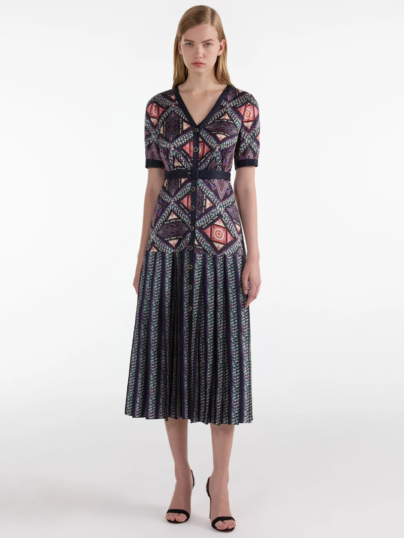 Lea Shirt C Dress in Compass Navy Ikat