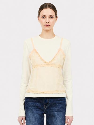 Freda Long Sleeve Cotton Top in Pearl