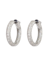 NICKHO REY Clear Mini Tire Hoops in WHITE RHODIUM VERMEIL/CLEAR CRYSTALS – Image 1