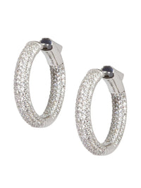 NICKHO REY Clear Mini Tire Hoops in WHITE RHODIUM VERMEIL/CLEAR CRYSTALS – Image 2