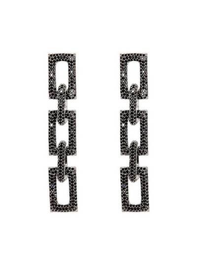 Flat Block Earrings In Black
