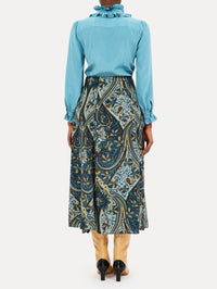 Catroux Long Sleeve Silk Blouse in Heron