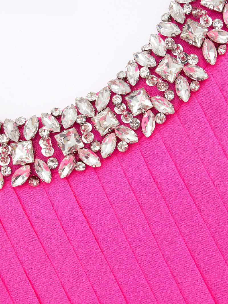 Pink Chiffon Diamante Maxi Dress