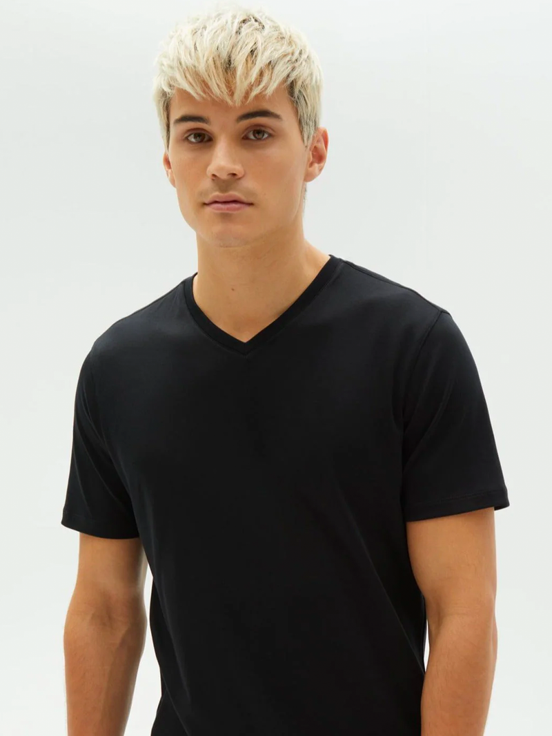 Short Sleeve V in Black