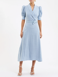 Effie Midi Dress by REBECCA VALLANCE-PALE BLUE-AMY Atelier