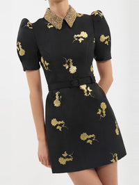 REBECCA VALLANCE Mariya Mini Dress in Black/Gold – Image 4