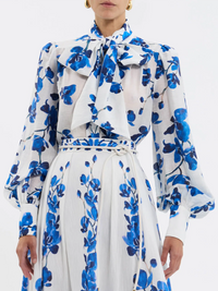 Orchid Blues Blouse by REBECCA VALLANCE-BLUE ORCHID VINES PRINT-AMY Atelier