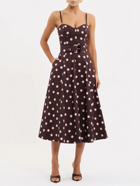 Vivianne Strap Midi Dress by REBECCA VALLANCE-POLKA DOT-AMY Atelier