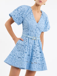 REBECCA VALLANCE Wilda Mini Dress in Blue in Blue – Image 3