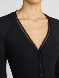 The Rib Trim Cardigan in Black