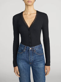 The Rib Trim Cardigan in Black