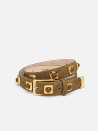 NO. 2 Belt In Mocha Studded With Gold Plating