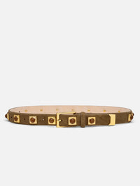 NO. 2 Belt In Mocha Studded With Gold Plating