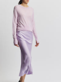 Talia Charmeuse Maxi Skirt in Lilac