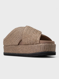 Cross Stack Raffia Platform Sandal